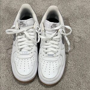 Nike Air Force 1 White and Gray Sneakers